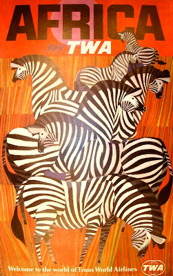 African travel poster with zebras 1967 by David Klein