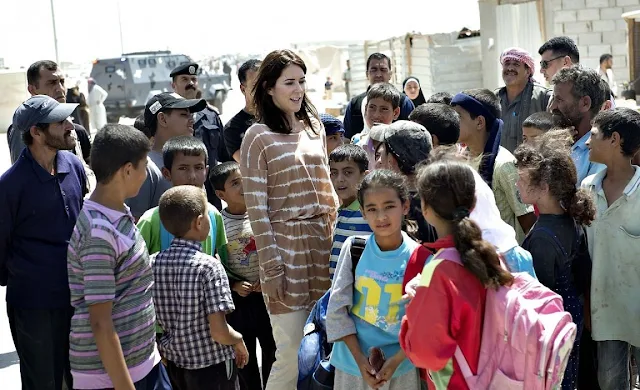 Crown Princess Mary of Denmark  visited a refugee camp in Jordan.