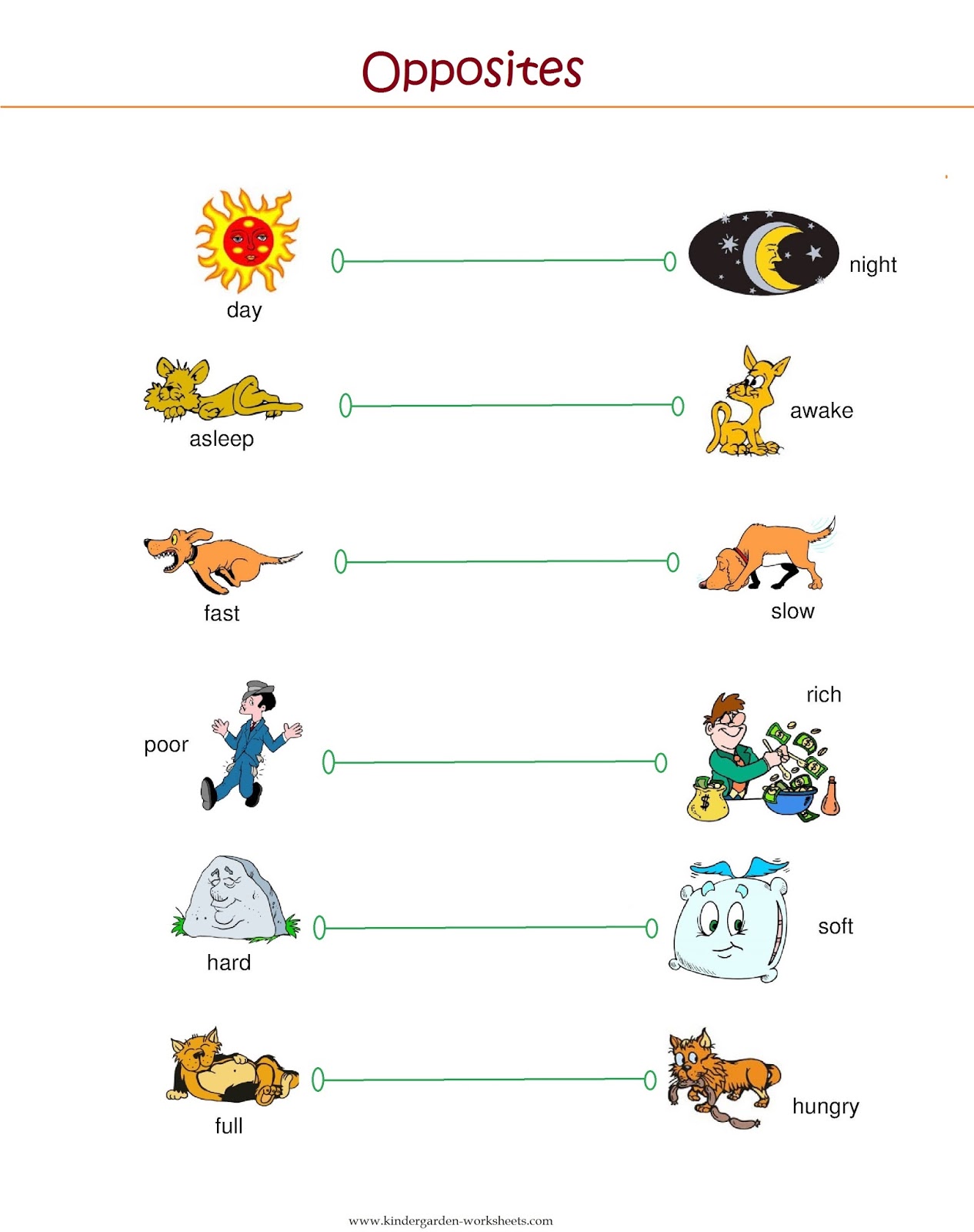 Free Printable On Opposite Worksheets For Kindergarten