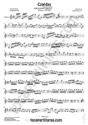  Czardas Sheet Music for Clarinet Classical Music Score