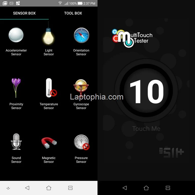 Sensorbox for Android dan Multitouch Tester Asus Zenfone 5Q