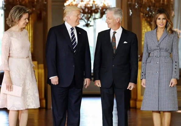 King Philippe and Queen Mathilde, President Donald Trump and First Lady Melania Trump attend a reception at the Brussels Royal Palace