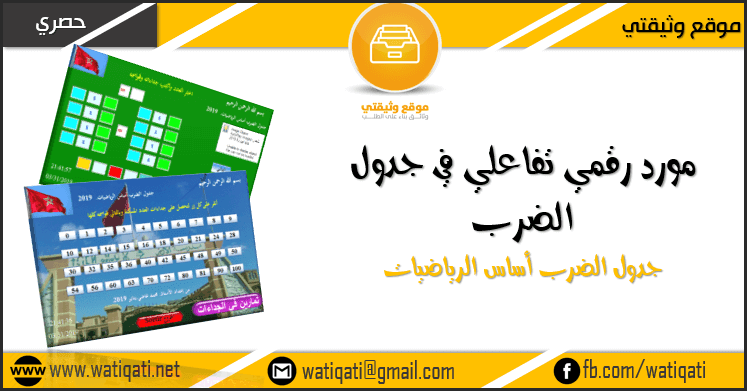 مورد رقمي لجدول الضرب التفاعلي مع التطبيقات التفاعلية