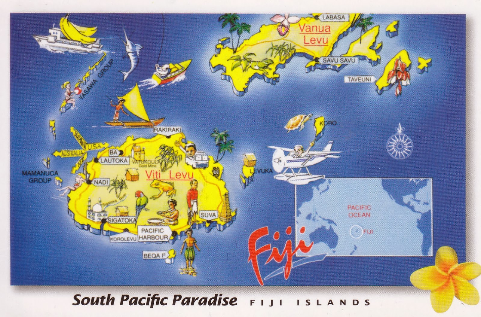 My World In (Written and Stamped) Postcards [ FIJI ] South Pacific