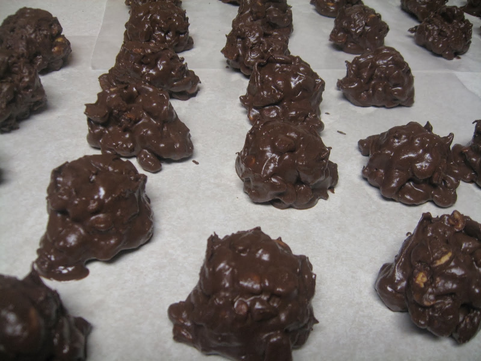 ...with coffee cup in hand Triple Chocolate Nut Clusters