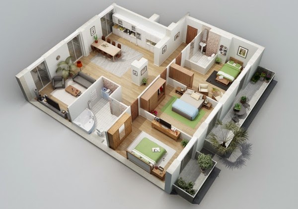 Desain Rumah Minimalis 1 Lantai 5 Kamar - Foto Desain 