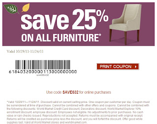 World Market Coupon - 25% off All Furniture