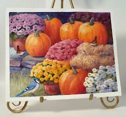 pumpkins birds watercolor painting mums chrysanthemums scenes autumn paintings scene oil demonstration