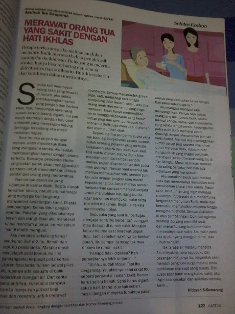 Tulisan di majalah Kartini edisi 2325 /  28 Juni - 12 Juli 2012