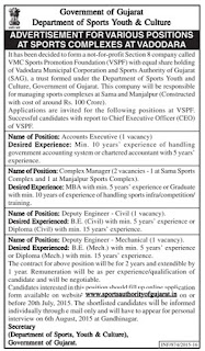 VMC Sports Promotion Foundation (VSPF) Recruitments : Sports Authority of Gujarat (SAG) Recruitments