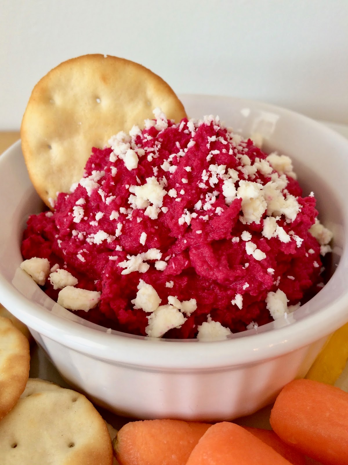 Savory Moments Beet hummus with feta