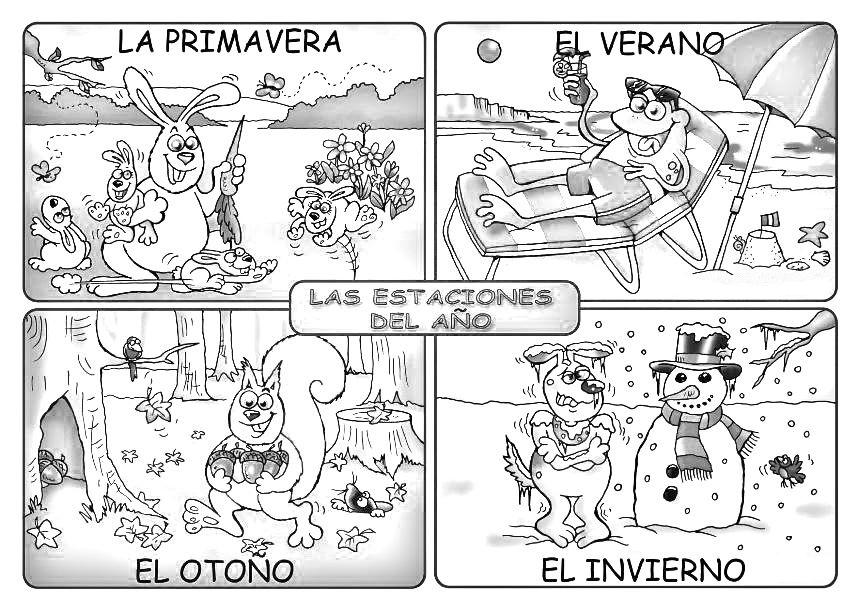 Dibujo de las estaciones del Año con animalitos Dibujos para Niños