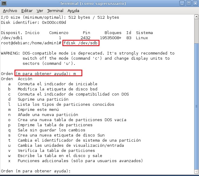Análisis y Programación Particiones de discos en LinuxDebian, FDisk