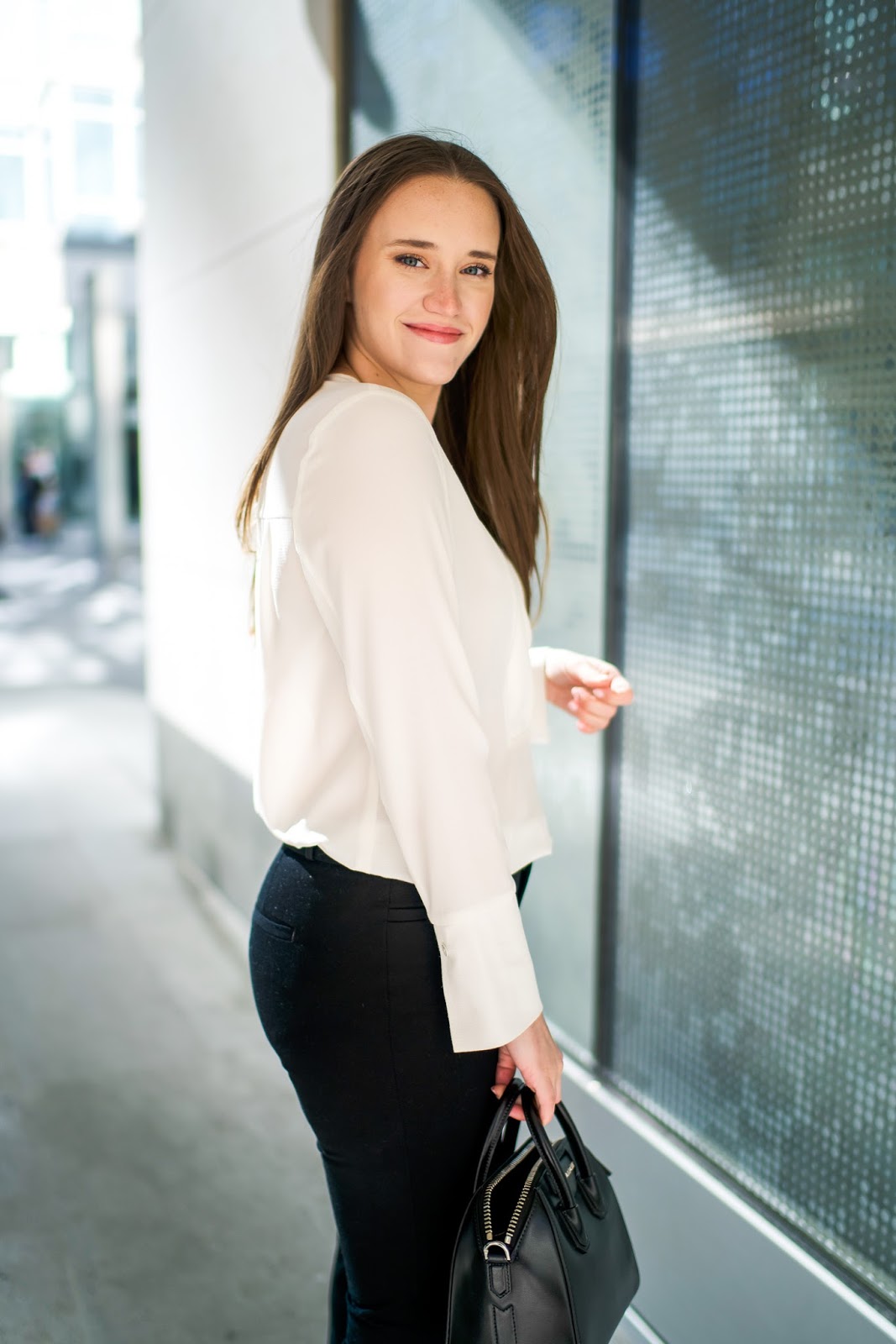The Best White Blouse for Work by popular New York fashion blogger Covering the Bases