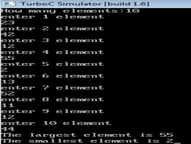 Smallest and Largest elements from One Dimensional Array using C program