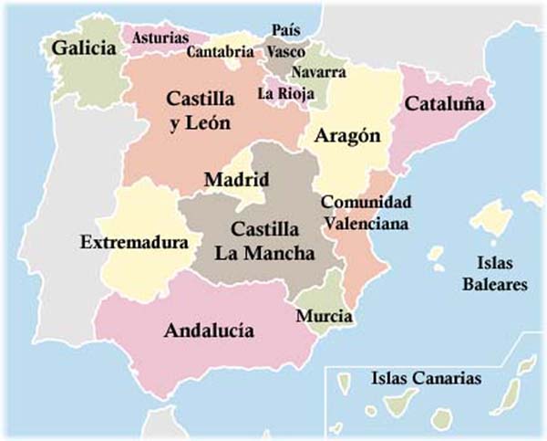 Baila para Mí: Mapas de España y sus Regiones y Mapa Mudo