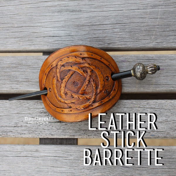 Oval Leather Barrette Cut Out Blanks With Wood Stick, Leather