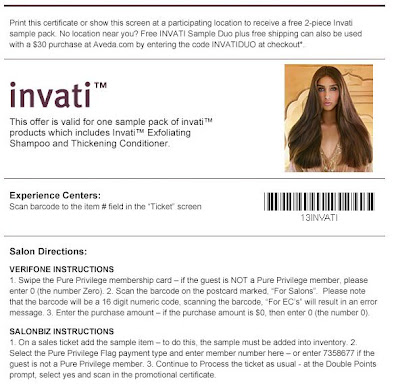 Invati by Aveda Free Samples