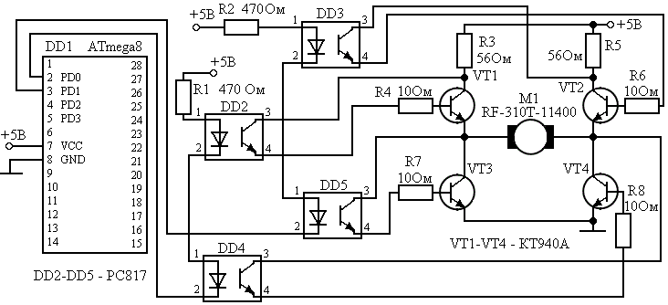 Электронные схемы для управления внешними. Схема ключа для управления электродвигателем. Схема управления транзистором vt3. Схема реверса микроконтроллер. Схема управления трехфазным двигателем на 6 транзисторах.