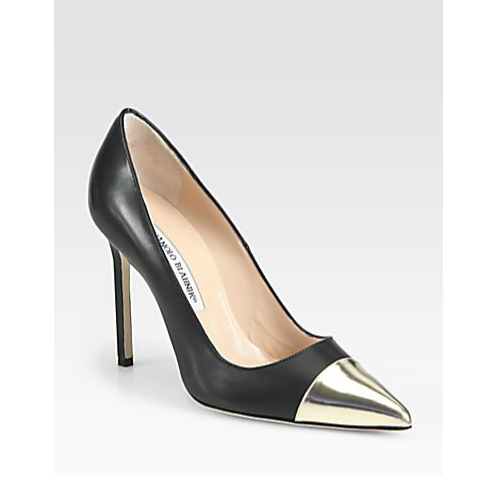 new website for your fashion: Manolo Blahnik Black Leather 100mm Pumps