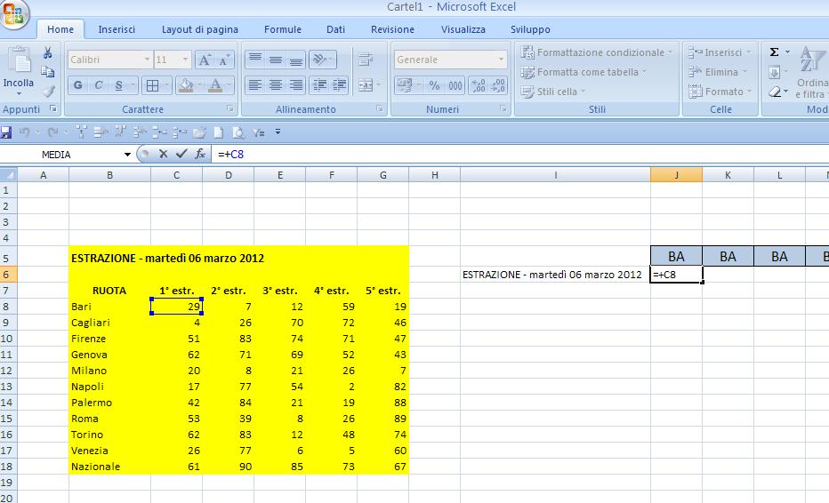 Pensieri in libertà Come archiviare le estrazioni del lotto in EXCEL