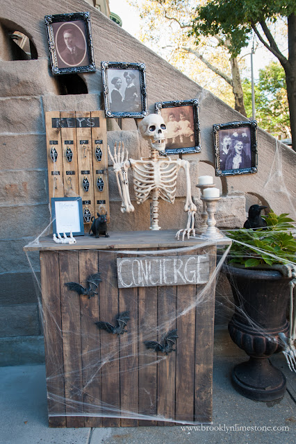 Both DIY and elements from Lowes make this amazing Haunted Hotel Halloween a success.  
