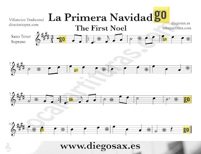 Tubepartitura La Primera Navidad partitura para Saxofón Tenor y Soprano Villancico popular de Navidad