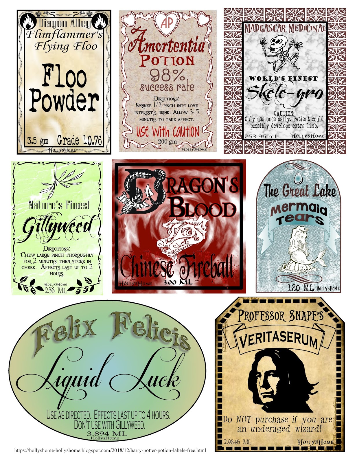 Harry Potter Potion Labels Printable Printable Word Searches