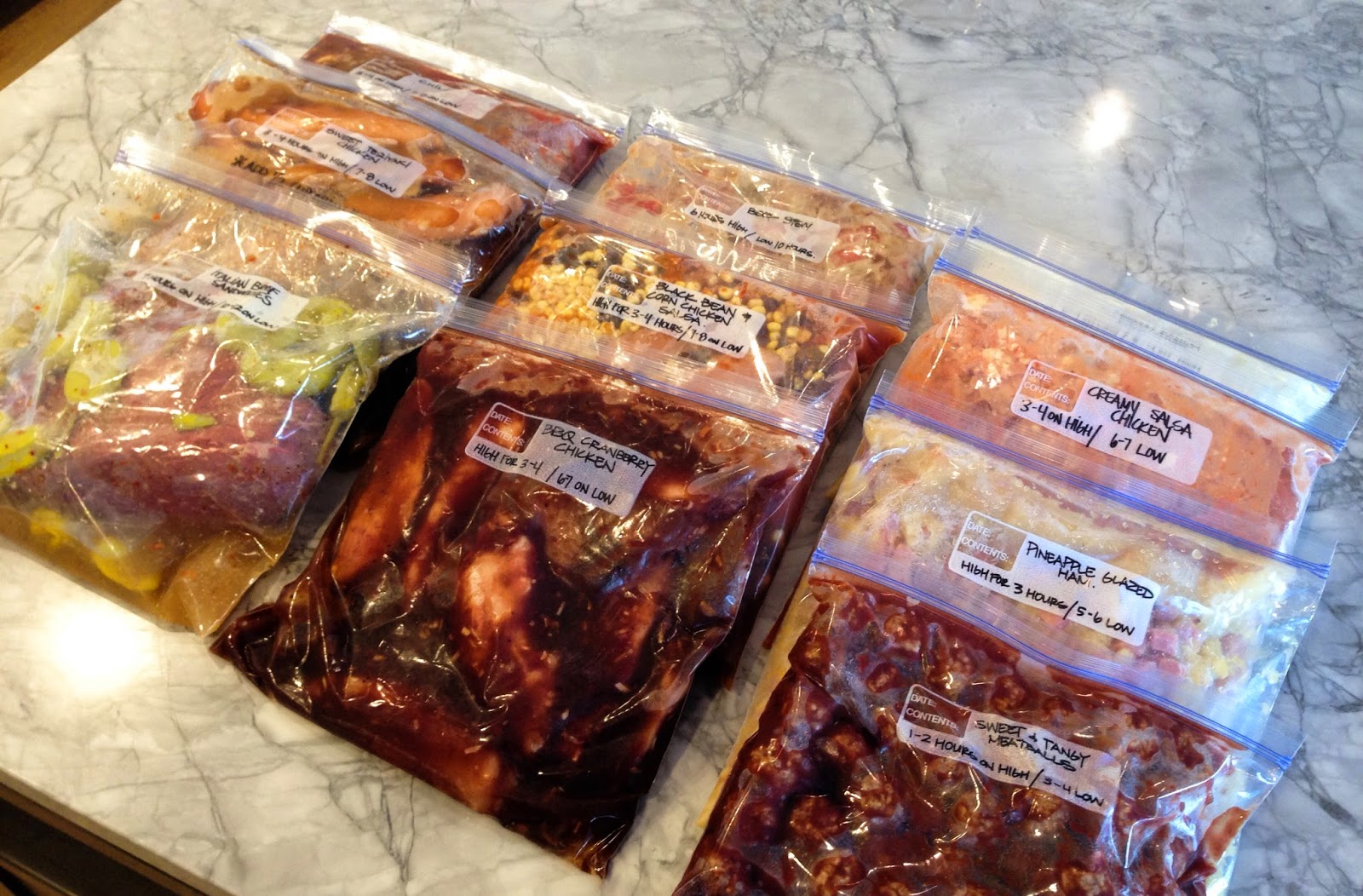 Earlier this year I made a bunch of freezer/ crock-pot meals.