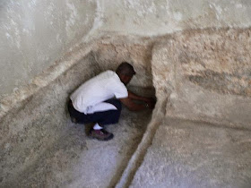 Peter from Simons team measuring the grave of Jesus in the Garden Tomb, which conforms exactly, to the HEIGHT OF THE MAN ON THE SHROUD WHICH IS ABOUT 5’11”