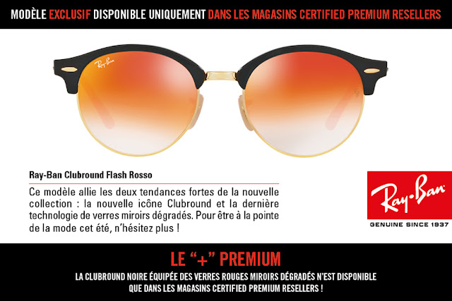 Ray Ban x Optissimo : le Clubround Flash Rosso