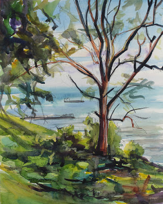 Sunday Evening at Lake Ontario A watercolor painting of Lake Ontario as seen from Krull Park