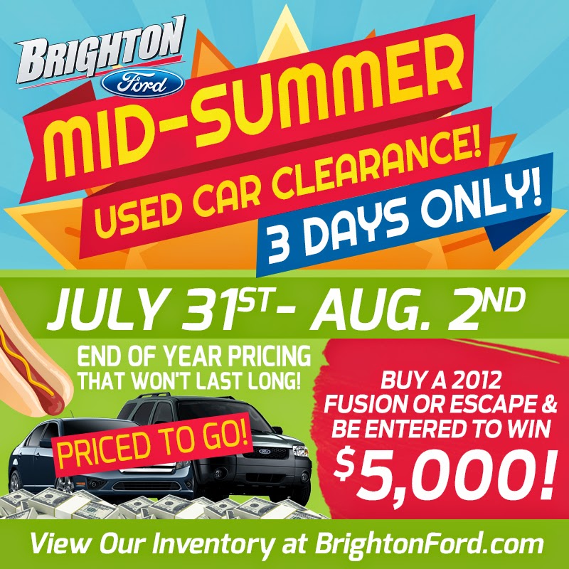 Mid-Summer Used Car Clearance at Brighton Ford in Brighton, MI!