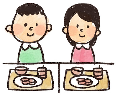 給食のイラスト「男の子と女の子」