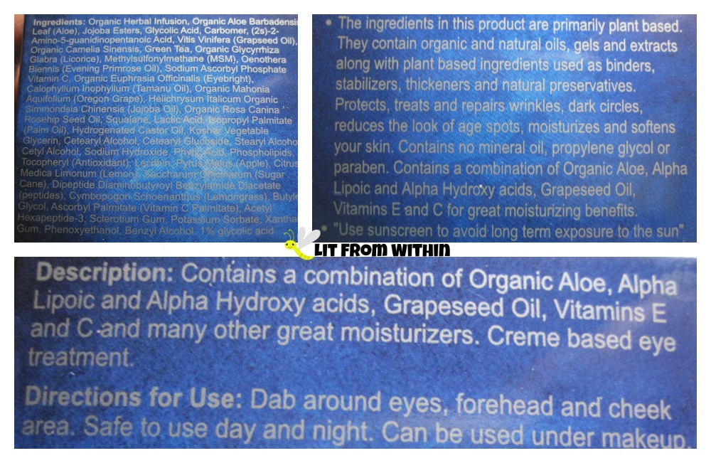 Yalmeh's Super Youth Eye Cream ingredients and directions