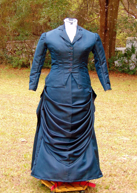 The Antique Sewist: 1885 Blue & Black Stripe Suit