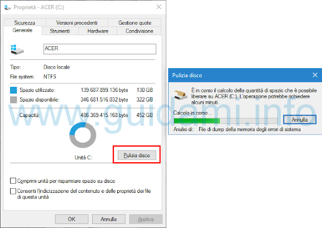 Windows 10 Pulizia disco