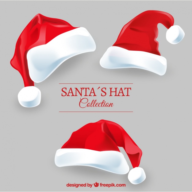 Santa claus hats pack Free Vector