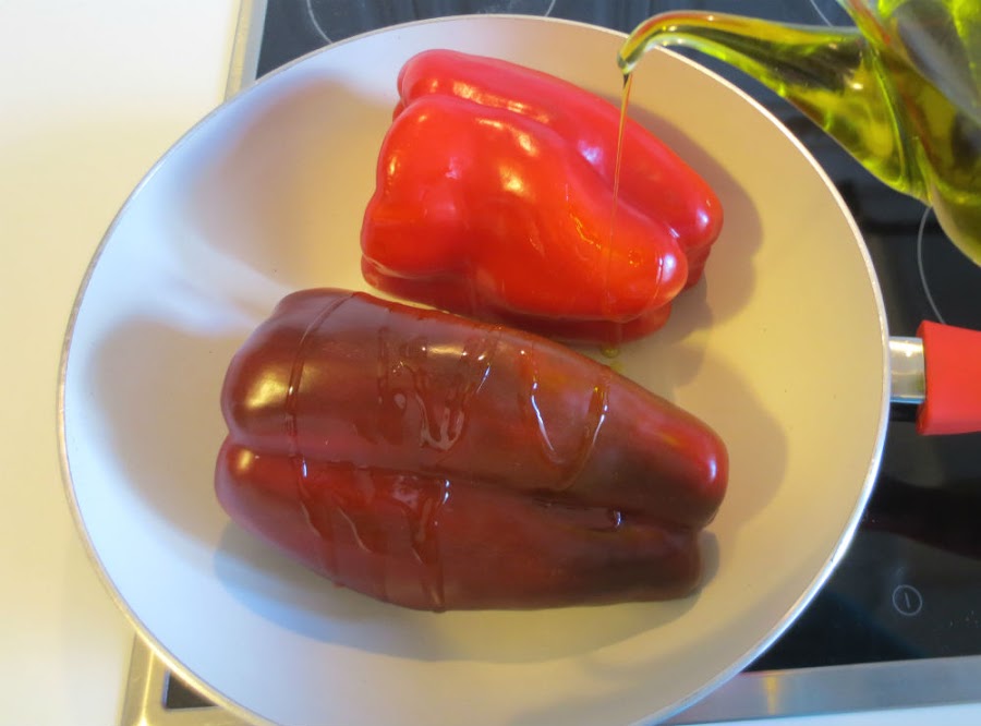 Pimientos asados en sartén