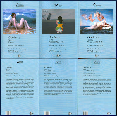 Cubiertas de Oceánica, de Luis Rodríguez Figueroa, con el óleo Mundo de Patricia Delgado