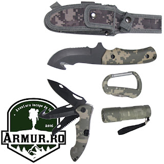 set de vanatoare set cutit briceag lanterna carabina