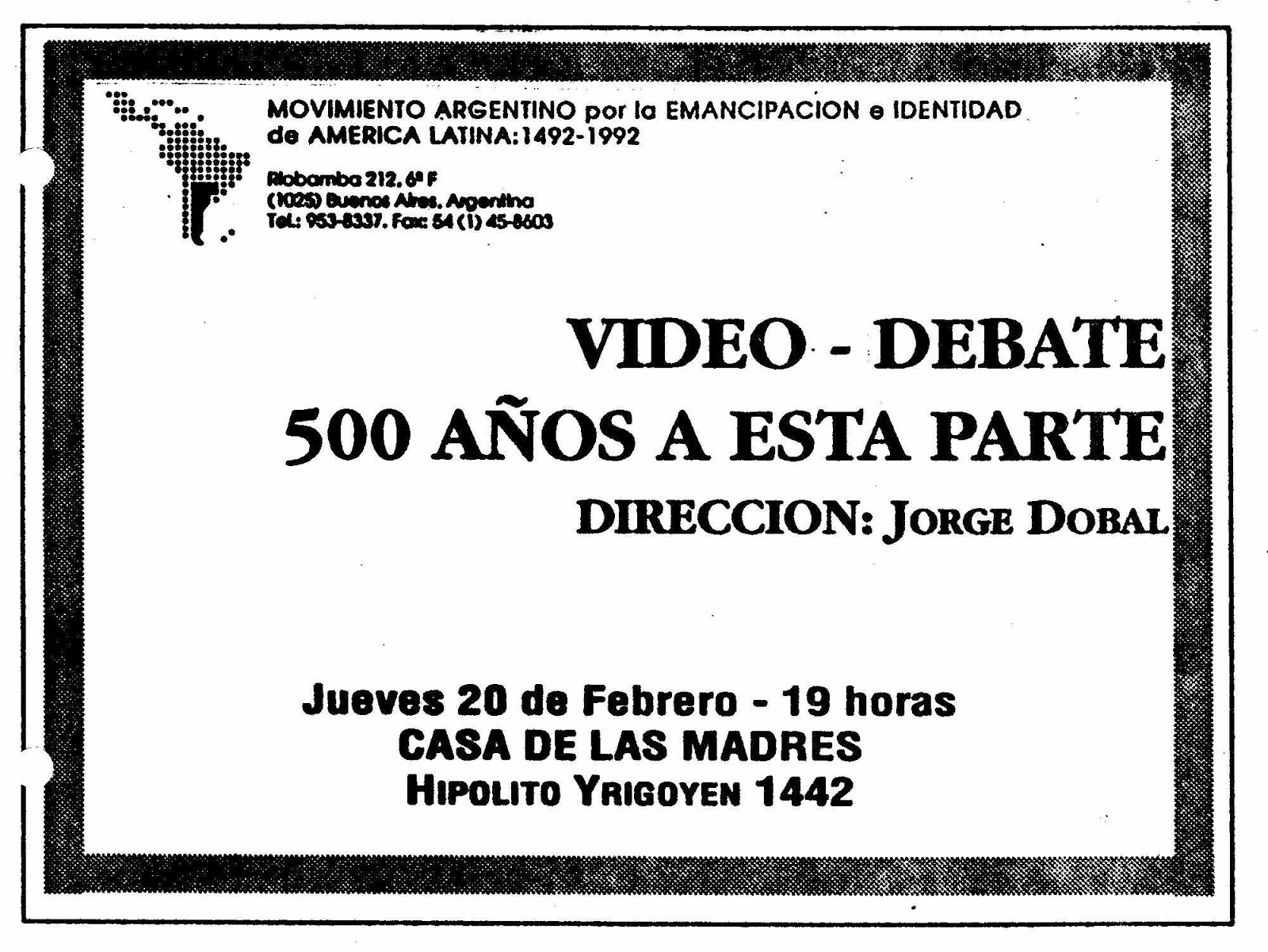 cehyso. CENTRO DE ESTUDIOS HISTORICOS Y SOCIALES OCTUBRE: [8] 1992. Un