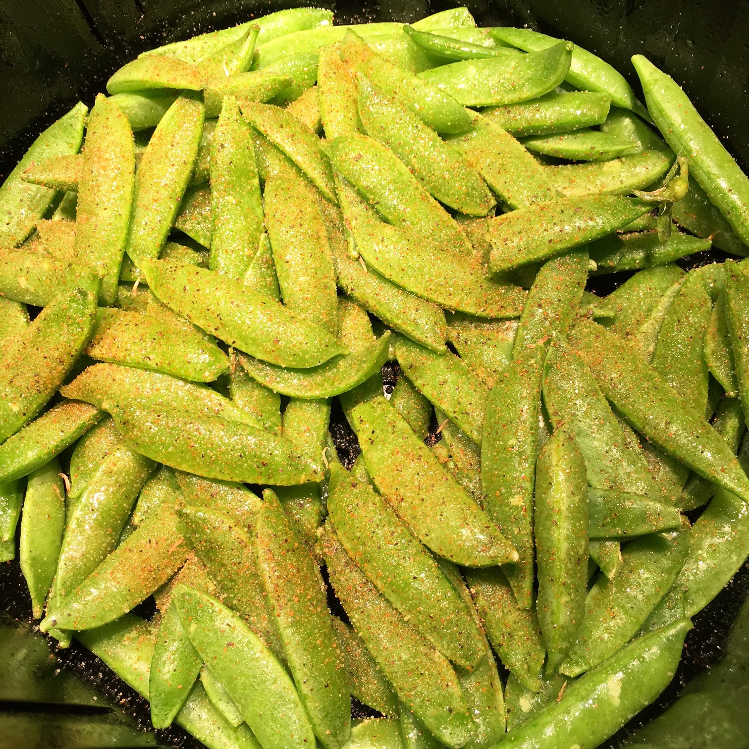 Toast to Roast Air Fried Sugar Snap Peas