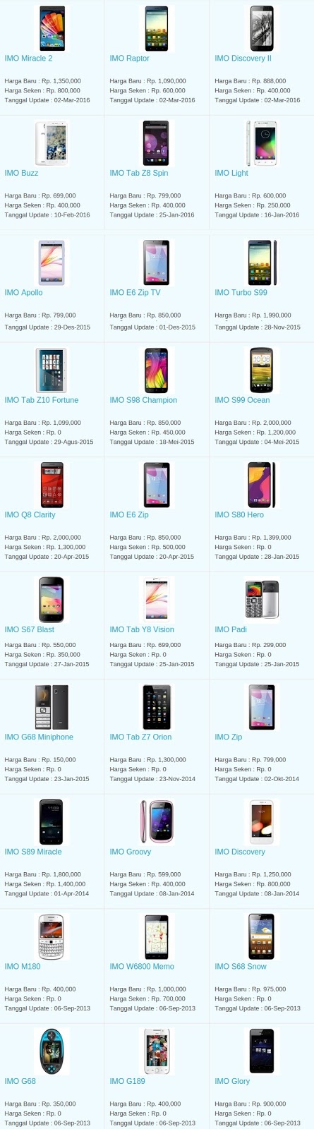 Daftar Harga Terbaru Hp IMO April 2016 Daftar Harga Terbaru Hp IMO April 2016