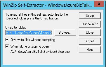 unzip the WindosAzureBizTalkServiceSetup-x64