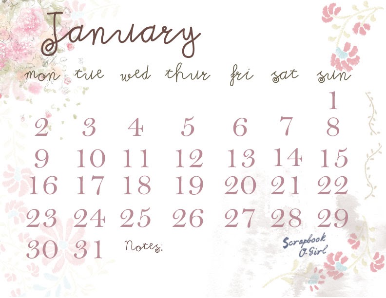January Calendar Scrapbook Girl