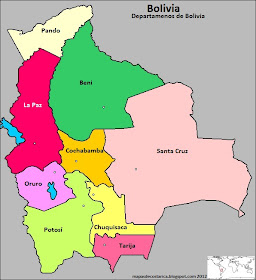 Mapa de los departamentos de Bolivia