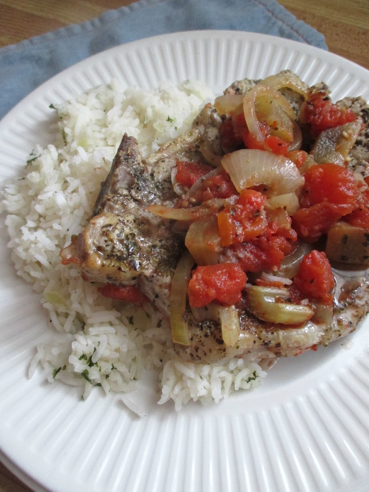 Just my Stuff: Pork Chops with Stewed Veggies