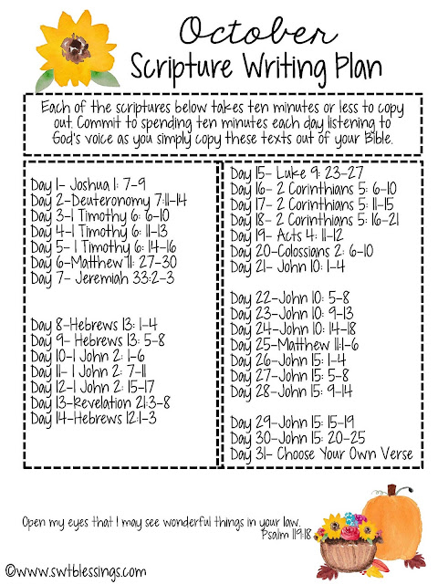 Sweet Blessings: October Scripture Writing Plan 2016