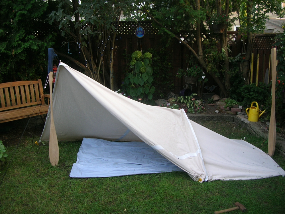 Paddle Making (and other canoe stuff) More Canvas Canoe Tarp Rigging